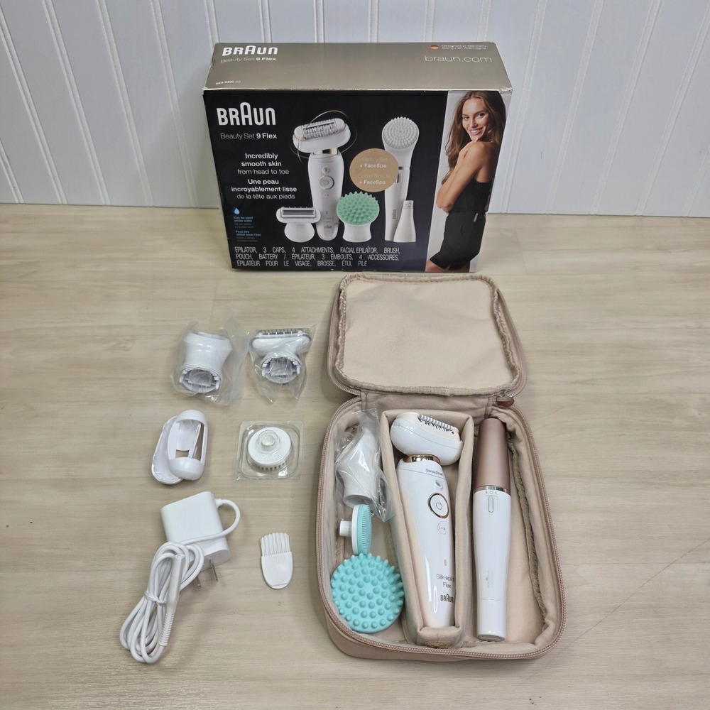 Braun Beauty Set 9 Flex Epilator FaceSpa Wet Dry Hair Removal Kit New Open